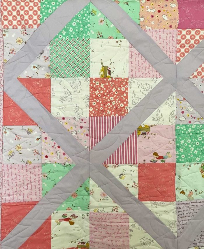 Pastel purple, coral and mint quilt - Image 5