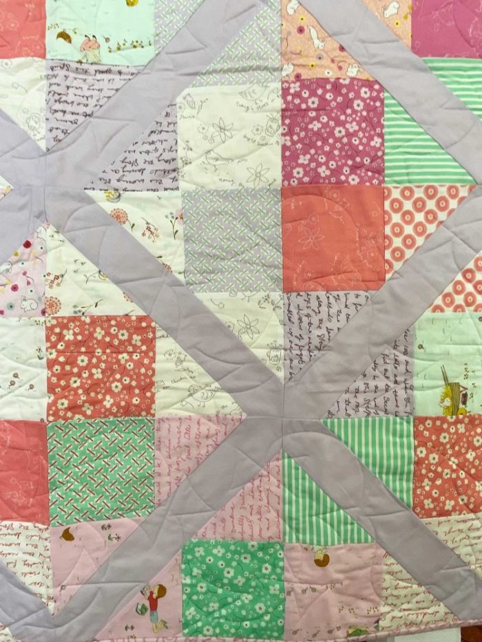 Pastel purple, coral and mint quilt - Image 7