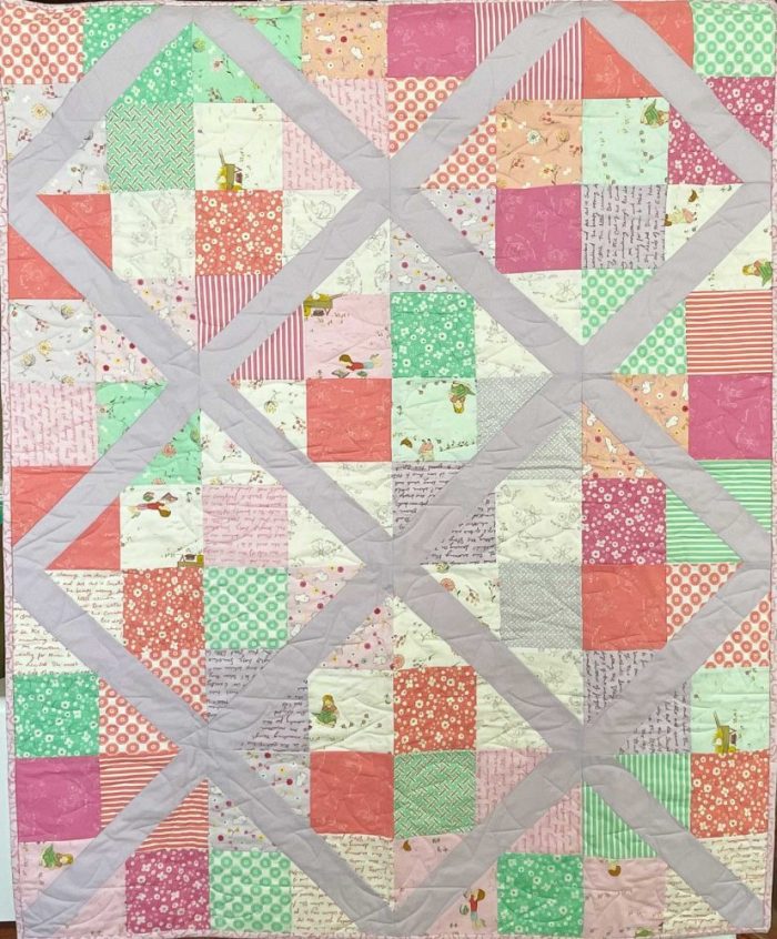 Pastel purple, coral and mint quilt - Image 3